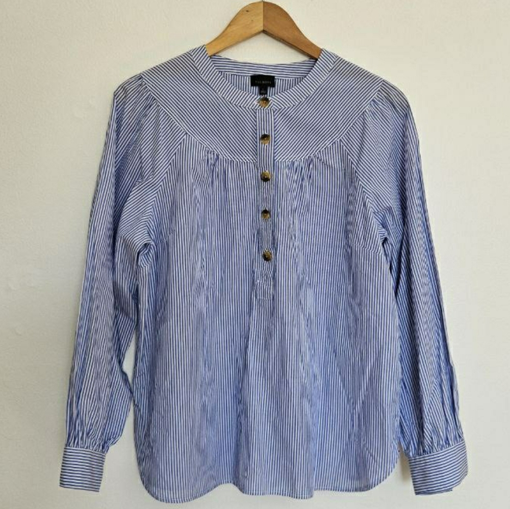 Talbots Blue and White Striped Popover Shirt